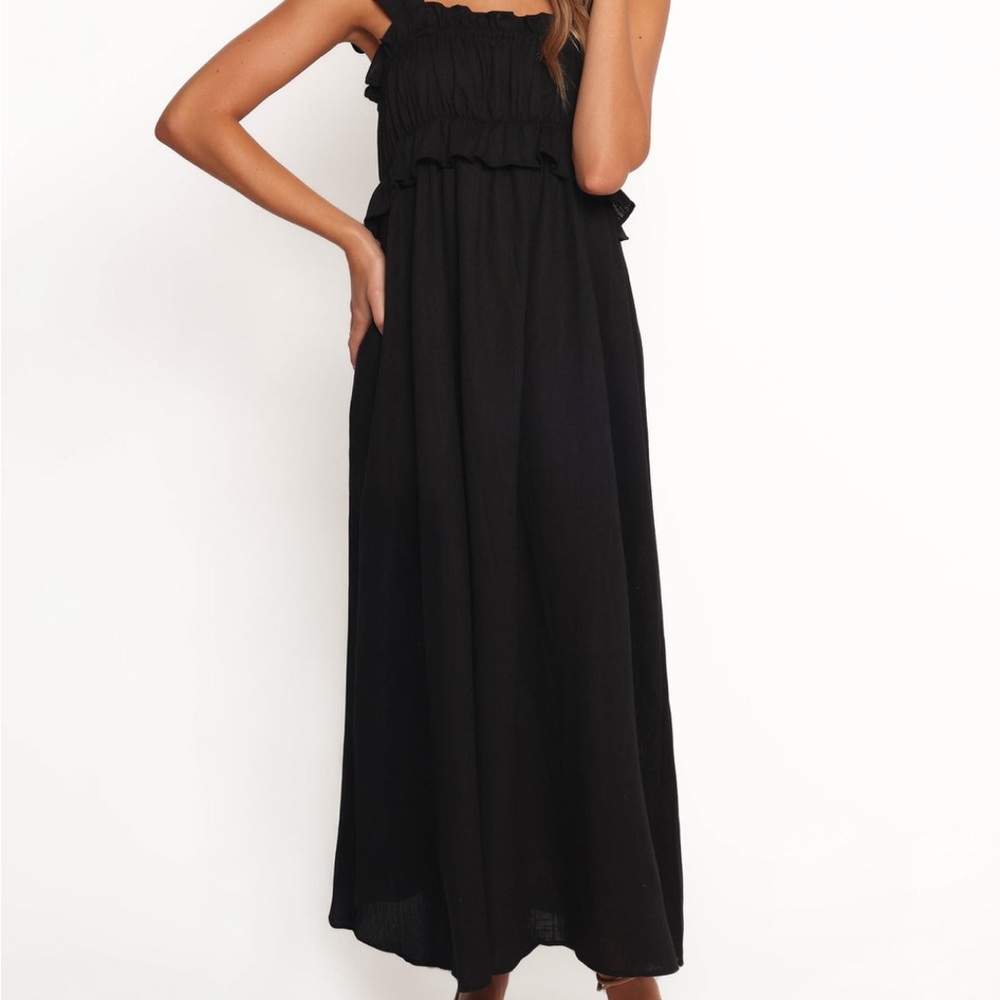 Petal & Pup Ross Frill Strap Maxi Dress - Black